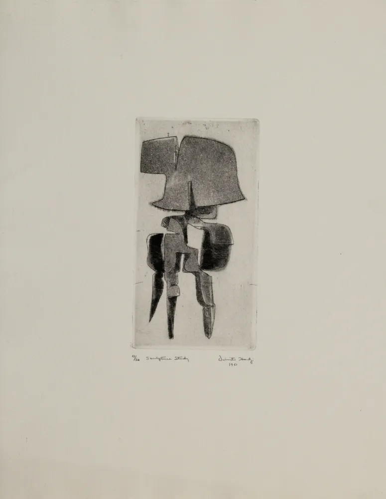 Etching And Aquatint Hadzi - Sculpture Study