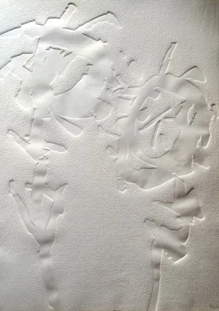 Relief Hajdu - Etienne HAJDU - Flowers 2 - Hand-signed Relief, 1970 - Gaufrage original signée