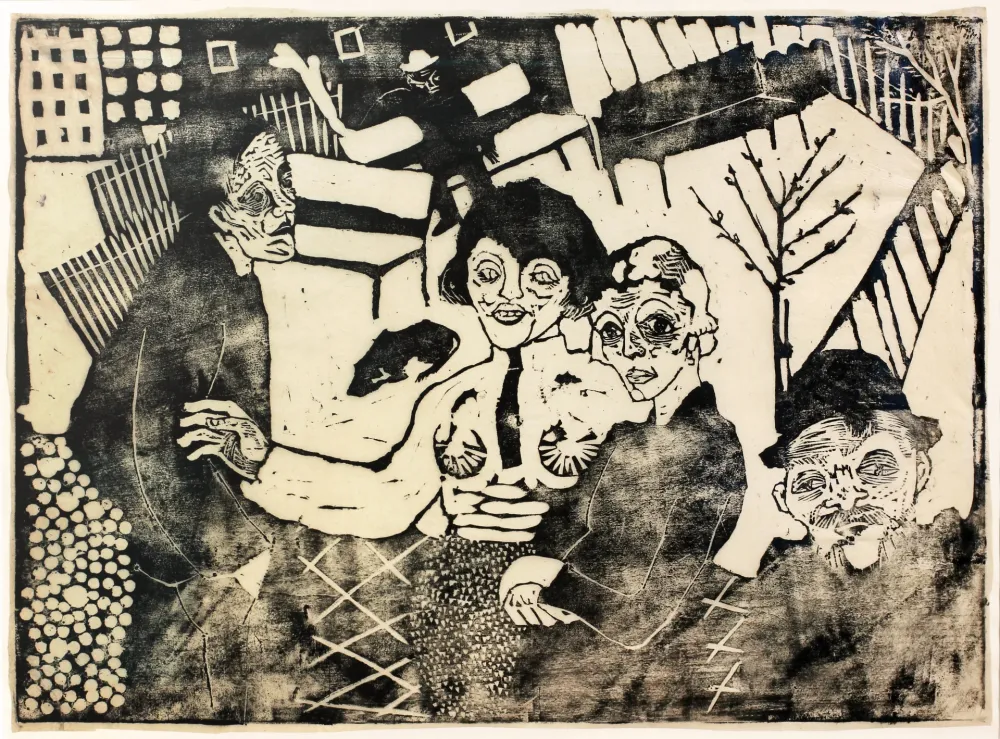 Woodcut Hamerschlag - Im Hof (At the courtyard)