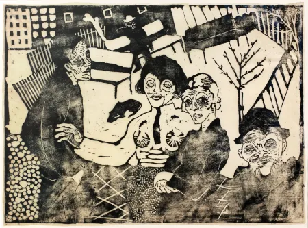 Woodcut Hamerschlag - Im Hof (At the courtyard)