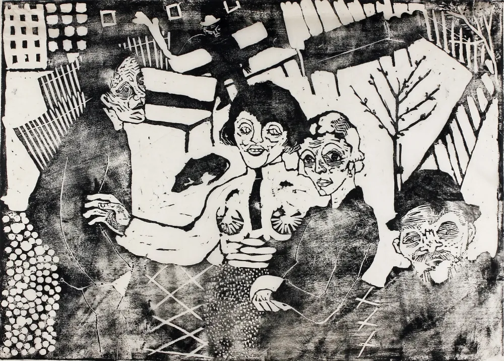 Woodcut Hamerschlag - Im Hof (In the Courtyard)