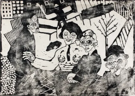 Woodcut Hamerschlag - Im Hof (In the Courtyard)