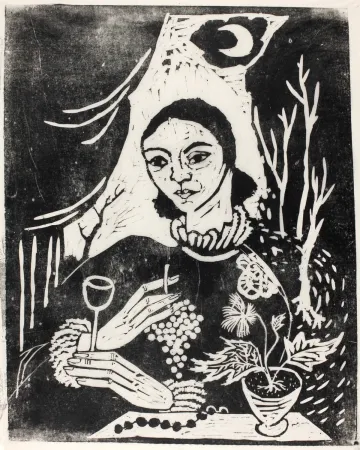 Woodcut Hamerschlag - Selbstporträt (Selbstbildnis mit Zigarette)