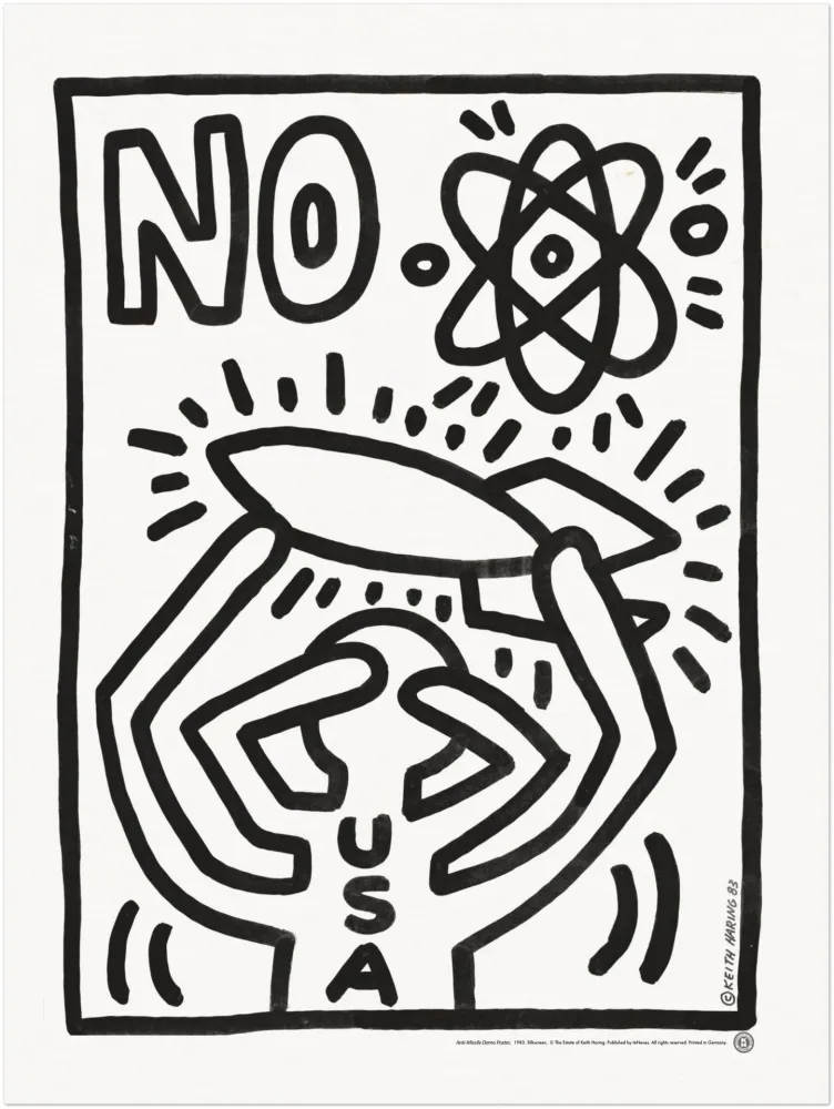 Screenprint Haring - Anti Missile Demo Poster