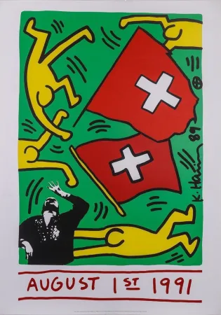 Screenprint Haring - August 1 1991 (Switzerland 700 years), 1991 - Very large!