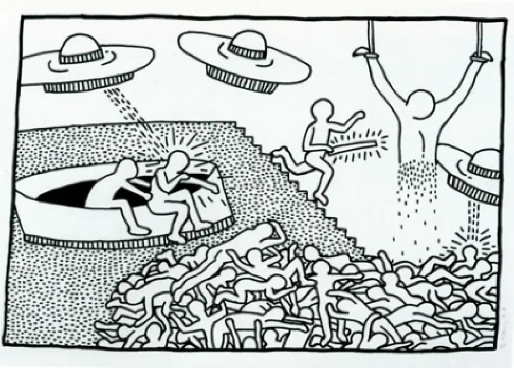 Lithograph Haring - Blueprint Drawing #2