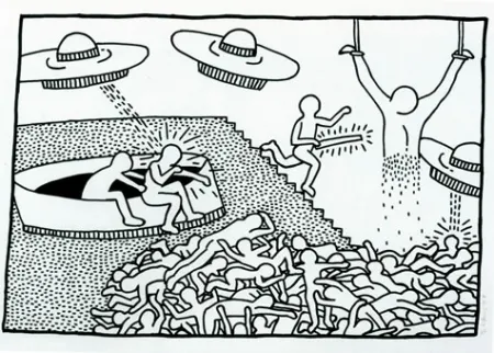 Lithograph Haring - Blueprint Drawing #2