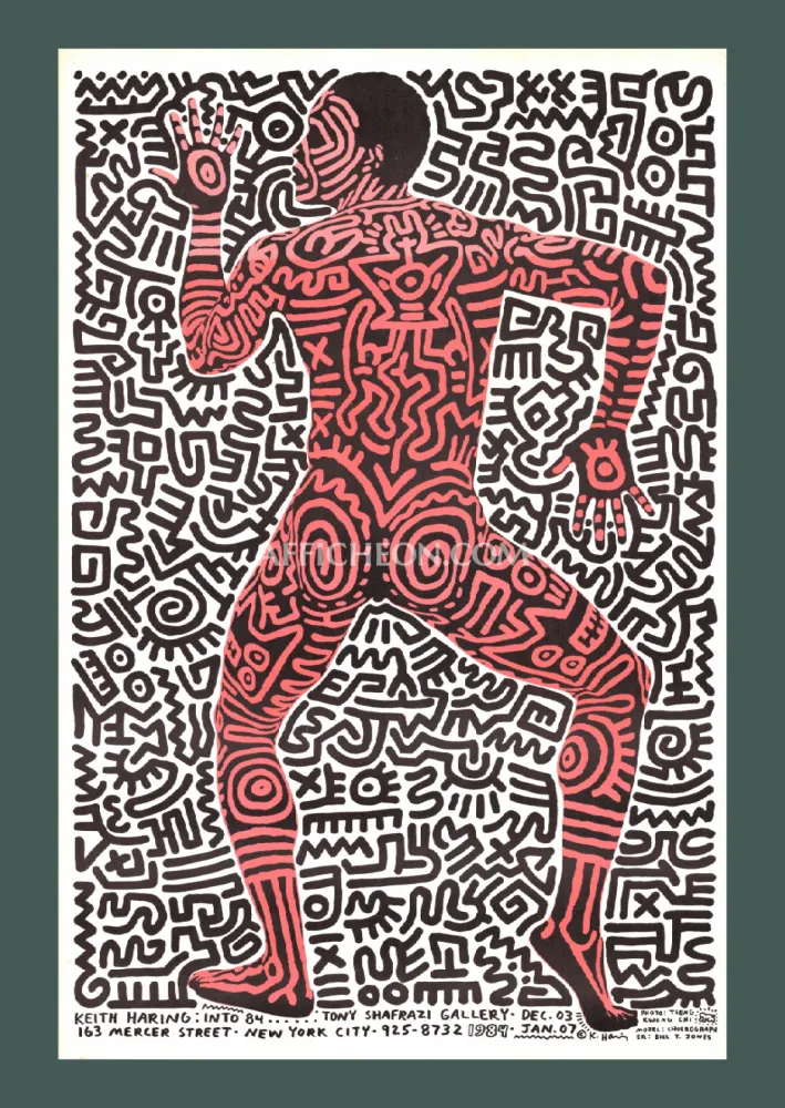 Lithograph Haring - 'Into 84' 1983 Offset-lithograph