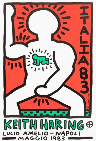 Poster Haring - Italia 1983. Lucio Amelio - Napoli Maggio