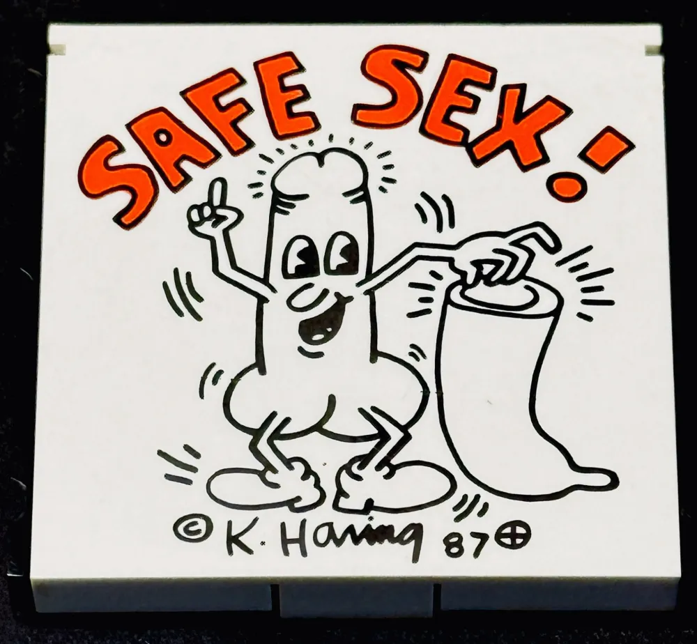 No Technical Haring - Keith Haring (1958–1990) - Safe Sex! - Condom holder with clip - 1987
