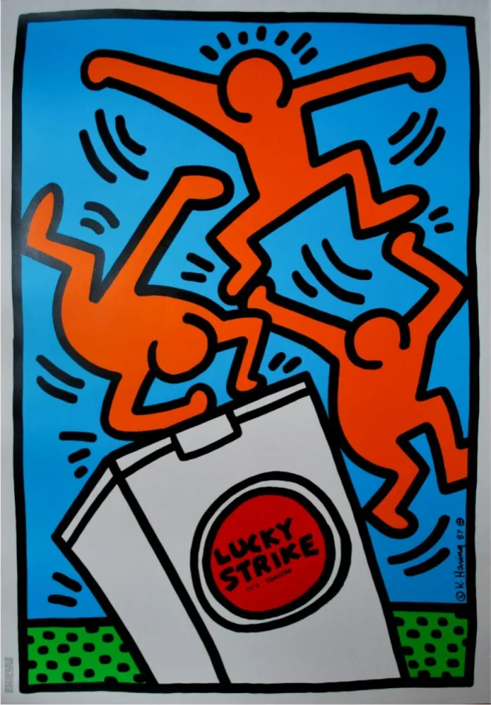 Screenprint Haring - Lucky Strike, 1987