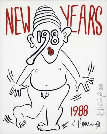 Screenprint Haring - New Years Baby