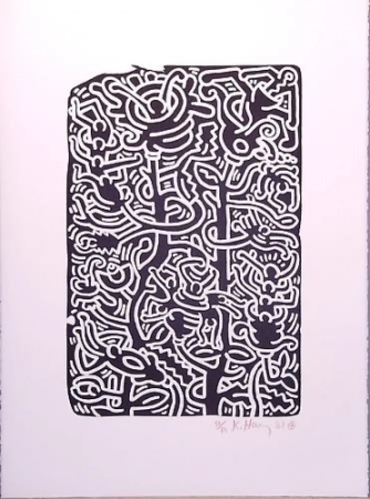 Lithograph Haring - Stones 4