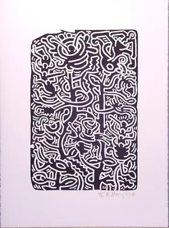 Lithograph Haring - Stones 4