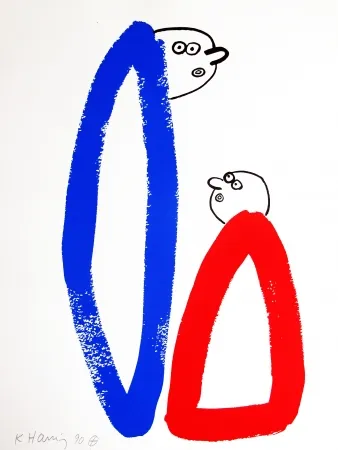 Lithograph Haring - Story of Red & Blue #14