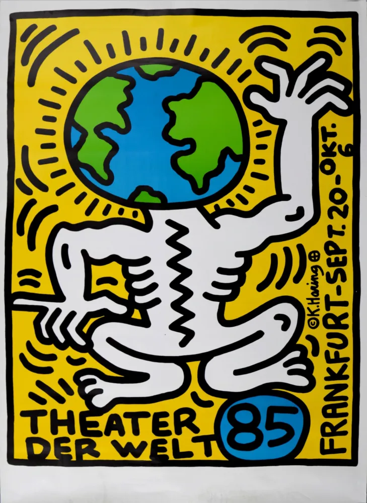 Screenprint Haring - Theater der Welt, 1985