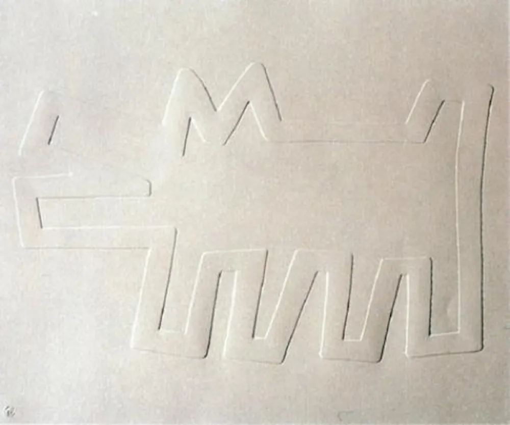 Screenprint Haring - White Icons: Barking Dog