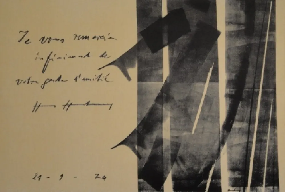 Lithograph Hartung - E vous remercie infiniment de votre geste d’amitié