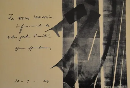 Lithograph Hartung - E vous remercie infiniment de votre geste d’amitié