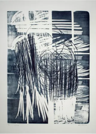 No Technical Hartung - Hartung Hans (1904-1989)  L-16B-1974  Lithographie en noir