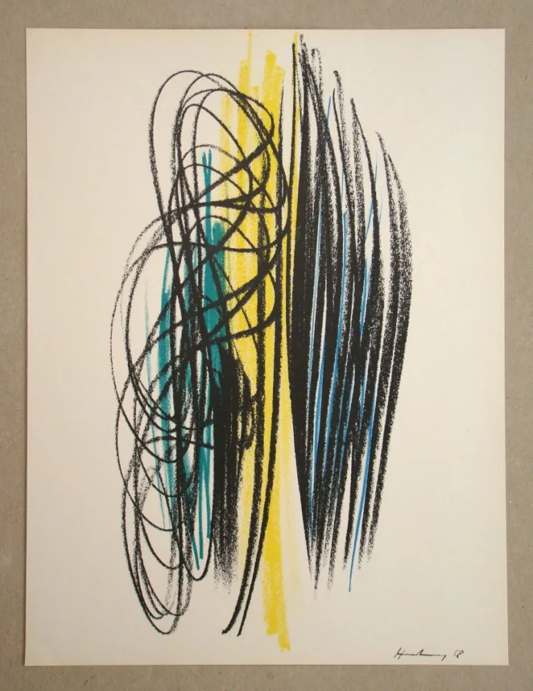 Lithograph Hartung - Pastel P. 1958 - 35
