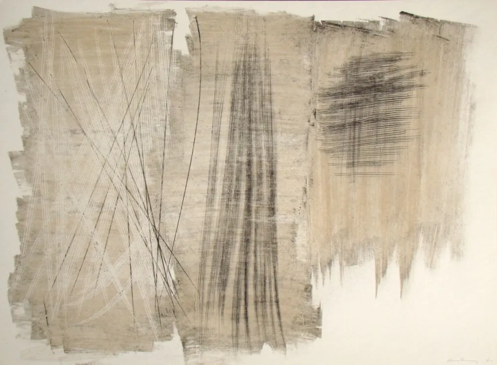 Lithograph Hartung - Pastel P. 1960-165