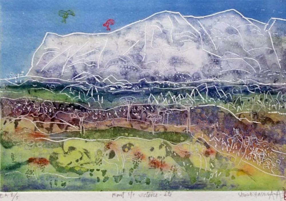 Etching Hasegawa - Montagne Sainte victoire en été 