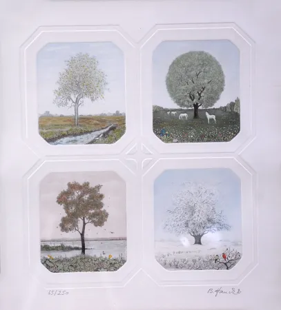 Engraving Hauck - Saisons des Arbres - Season Trees
