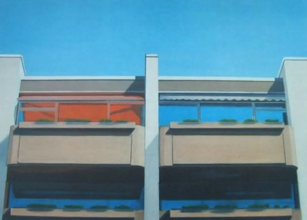 Lithograph Havekost - Vier Kabinen