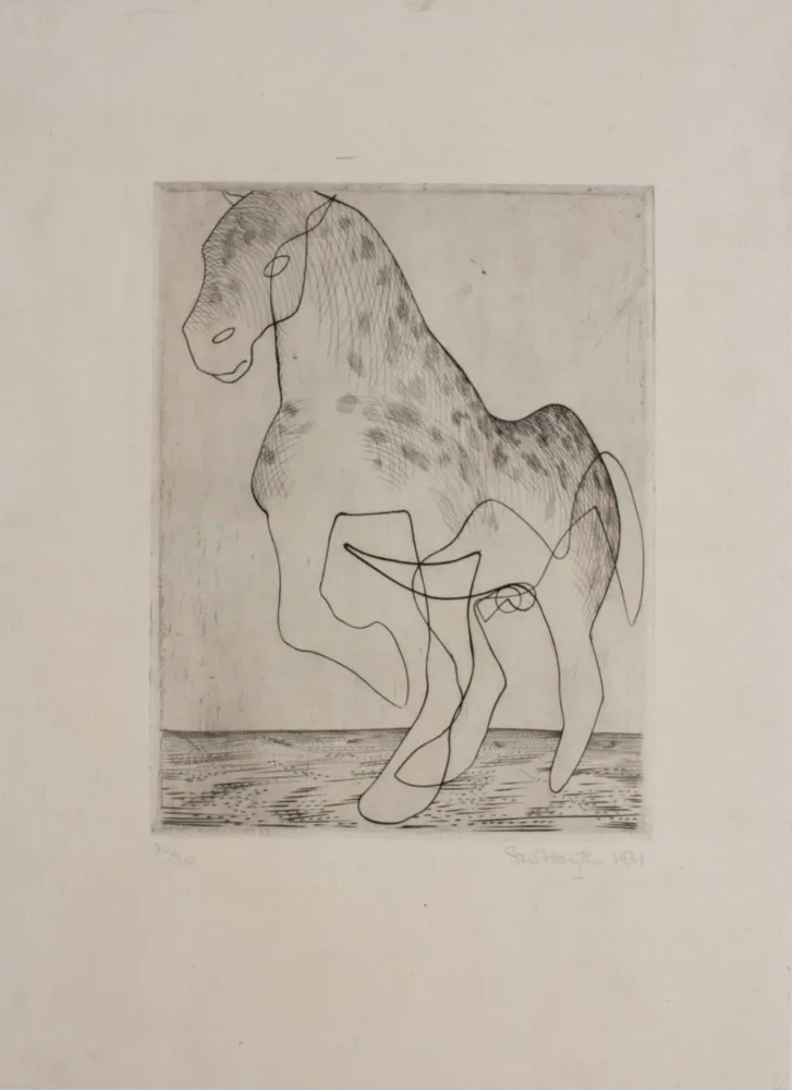 Engraving Hayter - Big horse