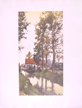 Engraving Hebbelinck - Reflet dans le ruisseau