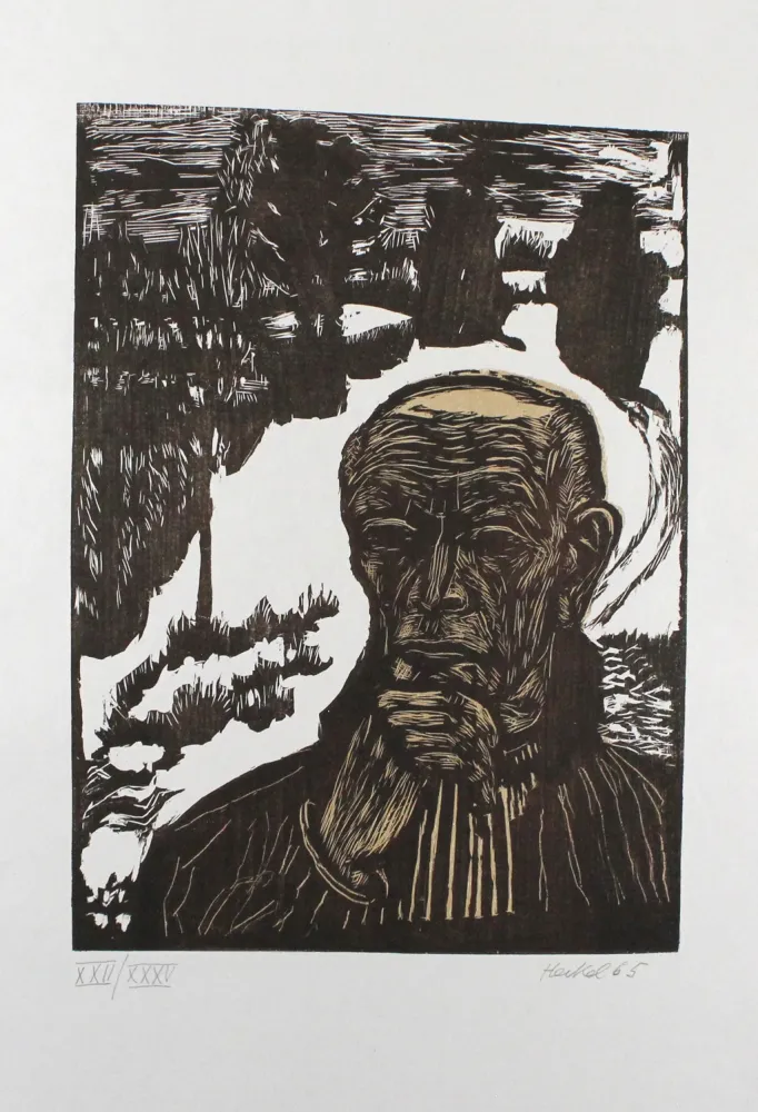 Woodcut Heckel - Bildnis