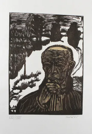 Woodcut Heckel - Bildnis