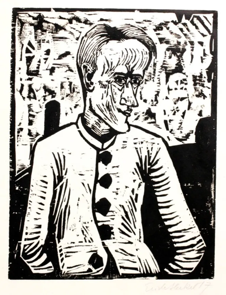Woodcut Heckel - Der Narr (The Fool)