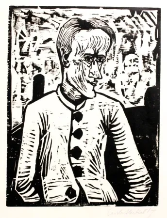 Woodcut Heckel - Der Narr (The Fool)