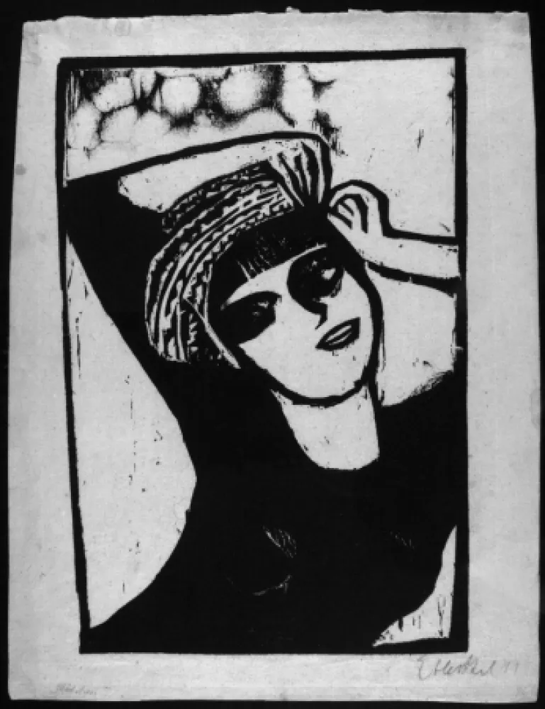 Woodcut Heckel - Madchen Mit Turban