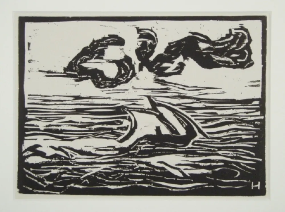 Woodcut Heckel - Segelboot (Sailing Boat)