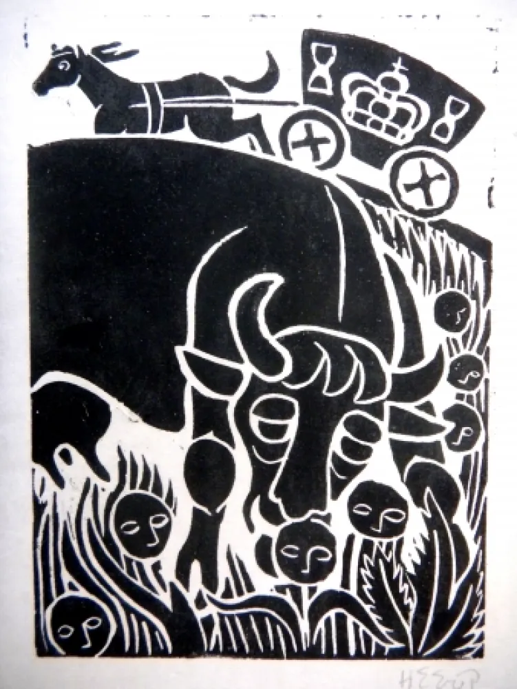 Linocut Heerup - Grass I