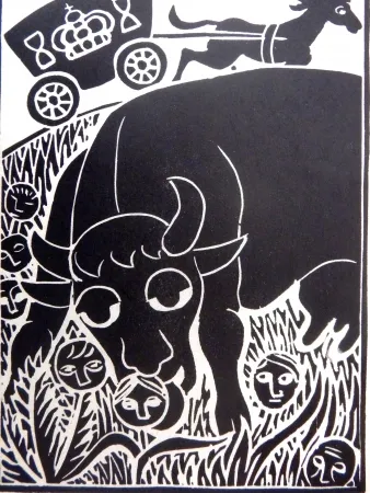 Linocut Heerup - Grass II