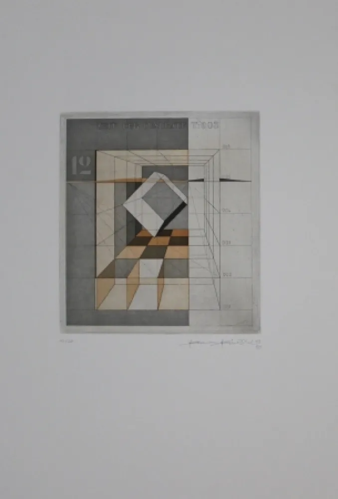 Etching And Aquatint Heintschel - Zeit der Quadrate