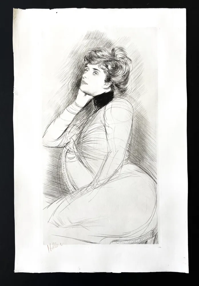 Etching Helleu - Femme assise de profile