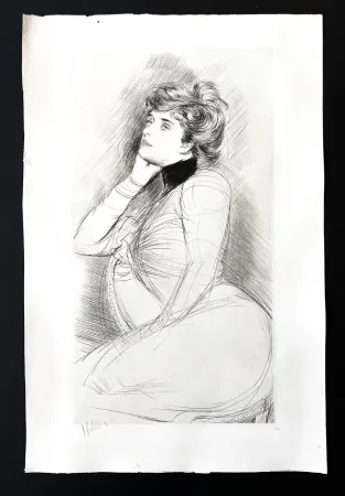 Etching Helleu - Femme assise de profile