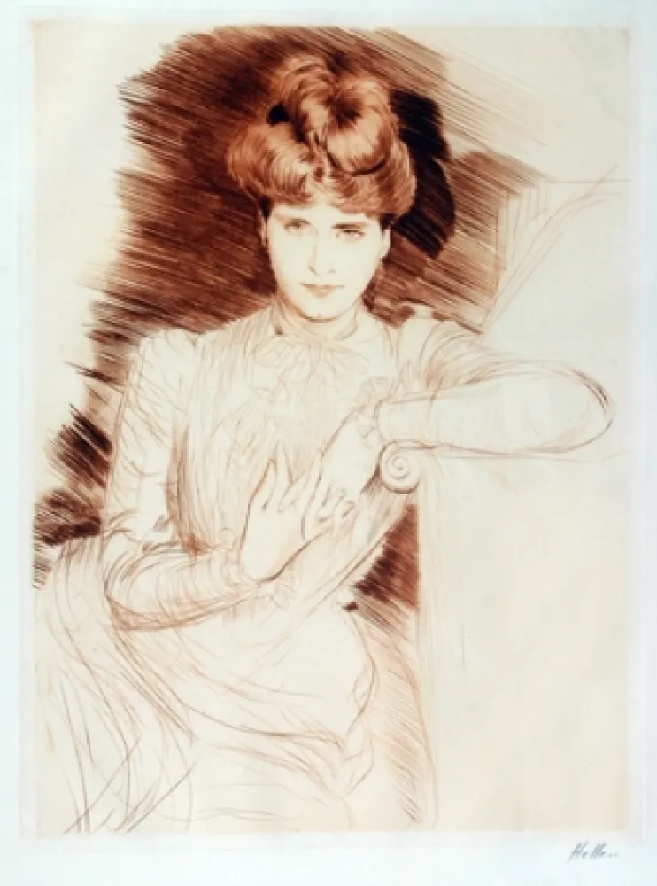 Drypoint Helleu - Young Woman Leaning - Madame Helleu