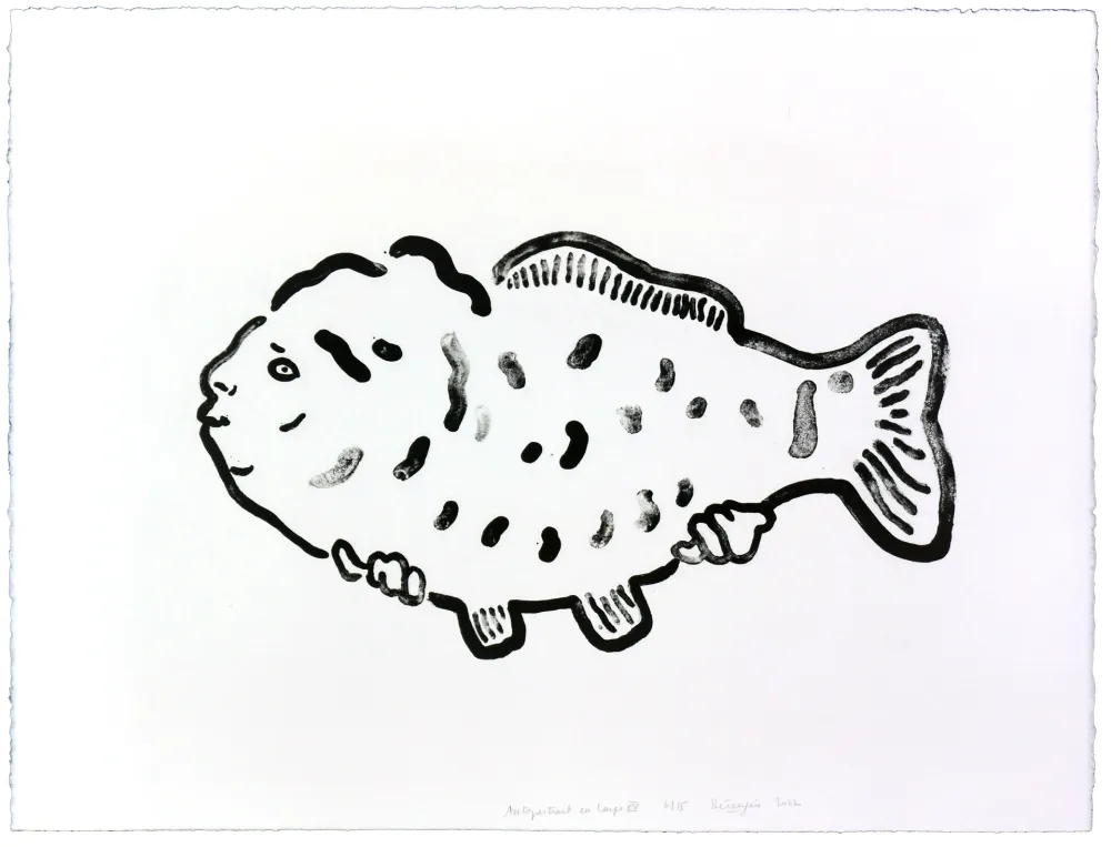 Lithograph Henin - Auportrait en carpe XV