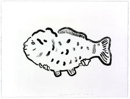 Lithograph Henin - Auportrait en carpe XV