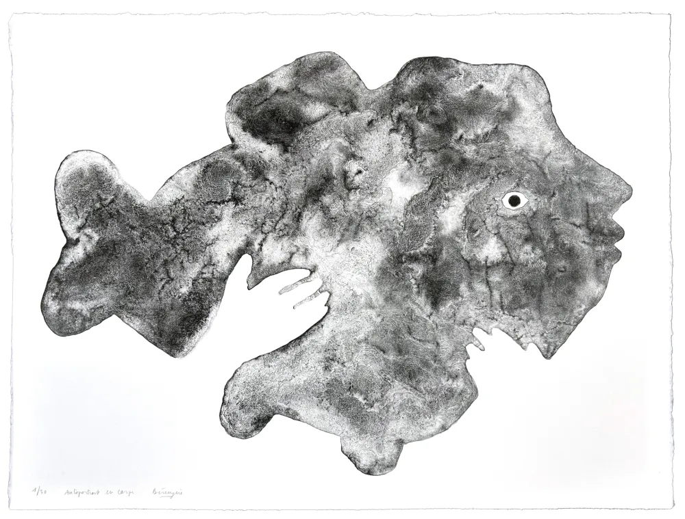 Lithograph Henin - Autoportrait en Carpe