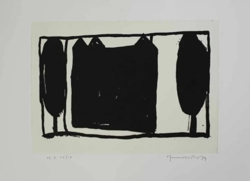 Aquatint Hernandez Pijuan - Arbres i casa II