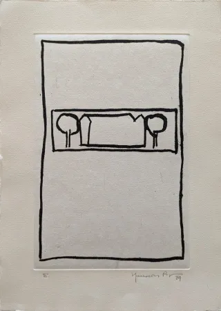 Aquatint Hernandez Pijuan - Casa con árboles