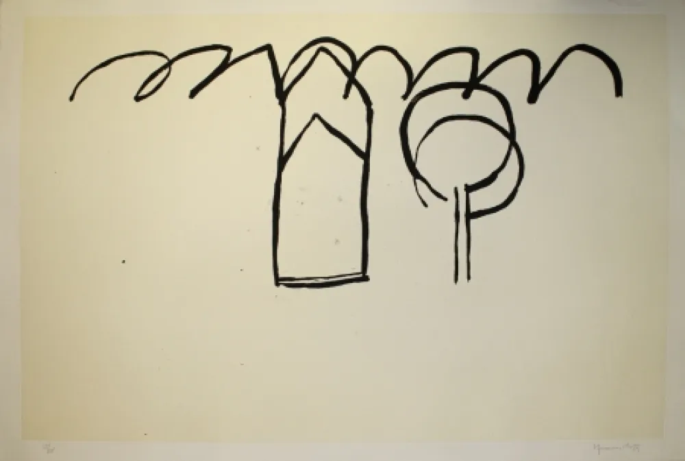 Aquatint Hernandez Pijuan - Cases i arbres 1