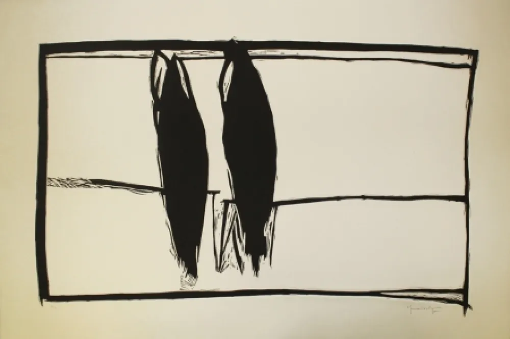 Linocut Hernandez Pijuan - Des de la finestra II (From the Window II)